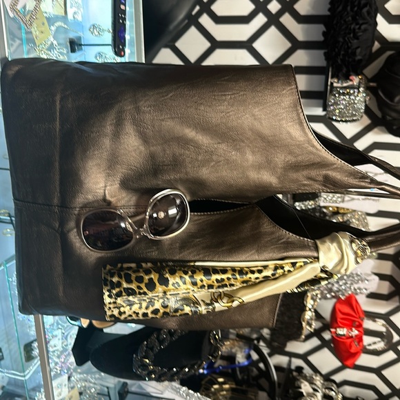 Handbag reversible, handbag, bronze, and black slit in front - Picture 2 of 8